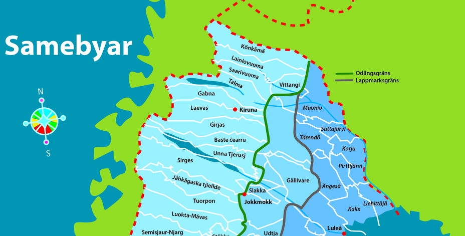 Karta över samebyar i Sápmi